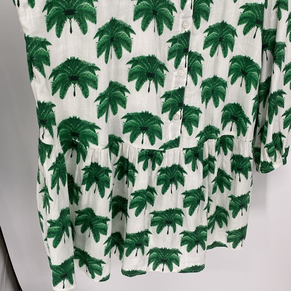 H&M White and Green Tropical Print Dress XL NWT - Picture 6 of 13